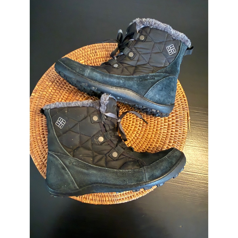 Columbia Minx‎ Mid II Omni-Heat Waterproof Winter Boots Black Suede 9.5 YL5251